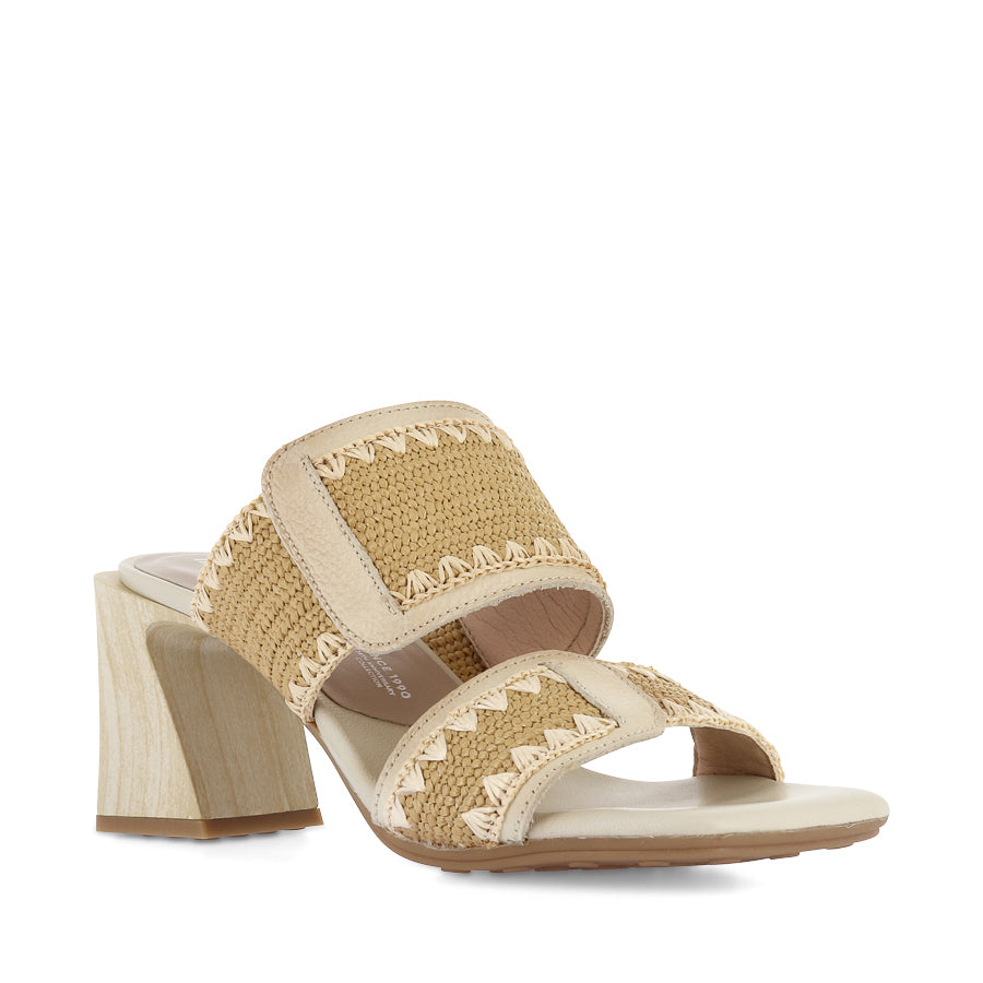 MIAMI - LATTE LEATHER / NATURAL RAFFIA