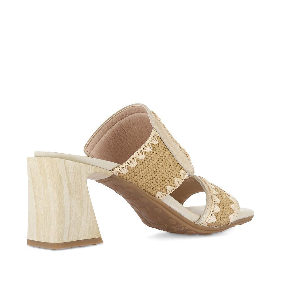 MIAMI - LATTE LEATHER / NATURAL RAFFIA