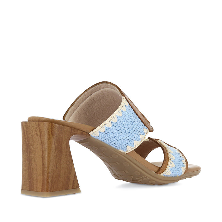 MIAMI - TAN LEATHER/LIGHT BLUE RAFFIA