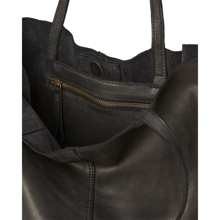 BABY UNLINED TOTE - BLACK LEATHER