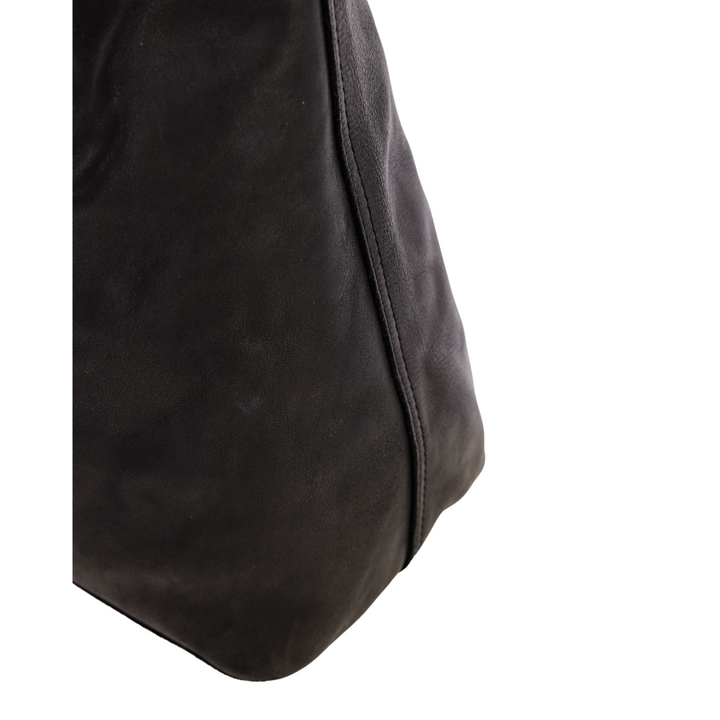 UNLINED SLOUCHY TOTE - BLACK LEATHER