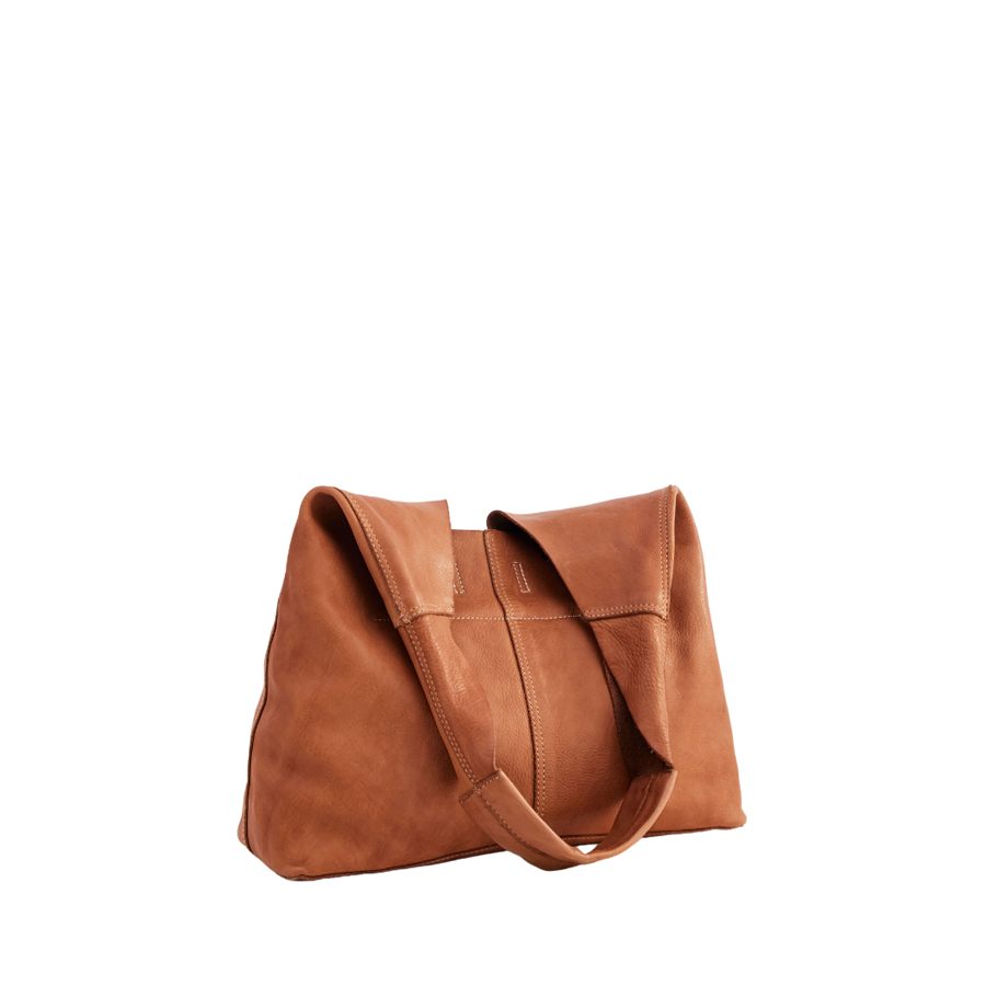 UNLINED SLOUCHY TOTE - TAN LEATHER