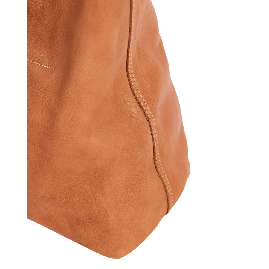 UNLINED SLOUCHY TOTE - TAN LEATHER