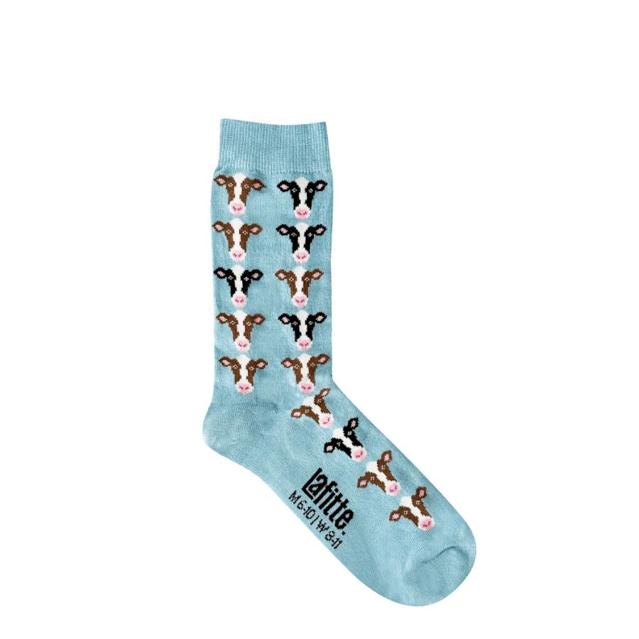 COW CREW SOCK - BLUE MULTI