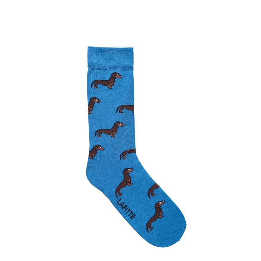 DACHSHUND CREW SOCK - BLUE