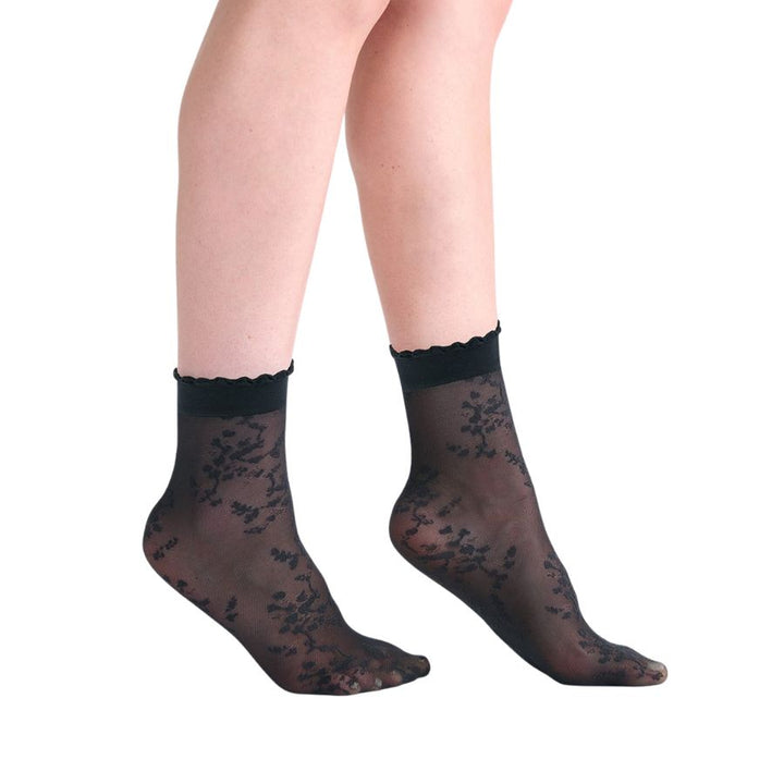 ELANORA FLORAL ANKLET - BLACK