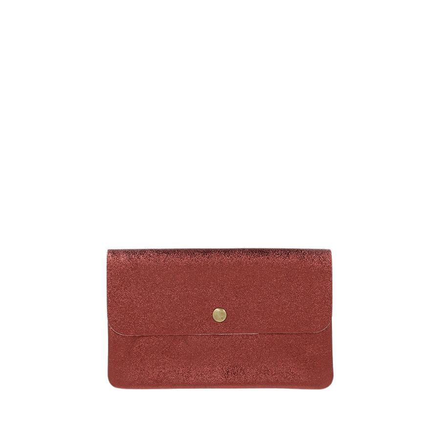 LINE METALLIC LEATHER CLUTCH CROSSBODY - BORDEAUX