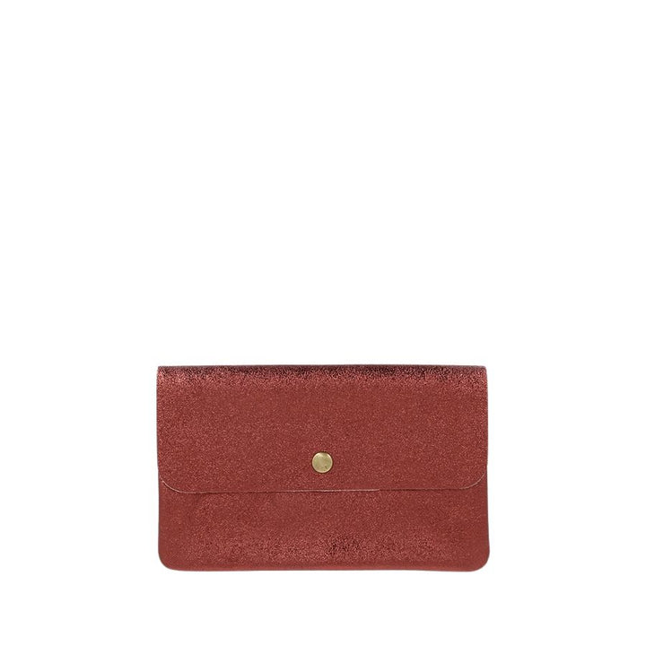 LINE METALLIC LEATHER CLUTCH CROSSBODY - BORDEAUX