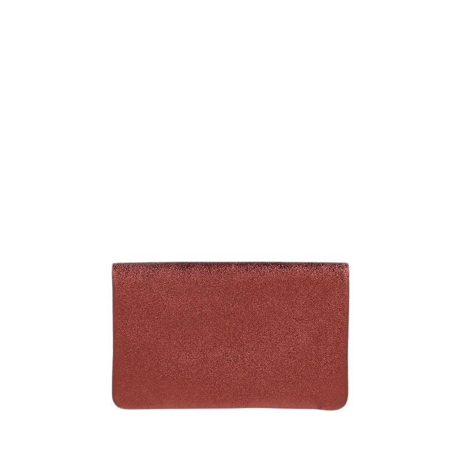 LINE METALLIC LEATHER CLUTCH CROSSBODY - BORDEAUX