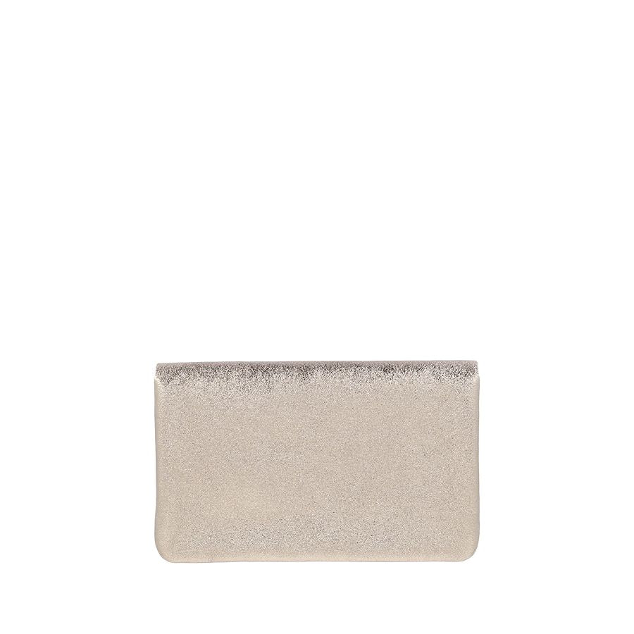 LINE METALLIC LEATHER CLUTCH CROSSBODY - CHAMPAGNE