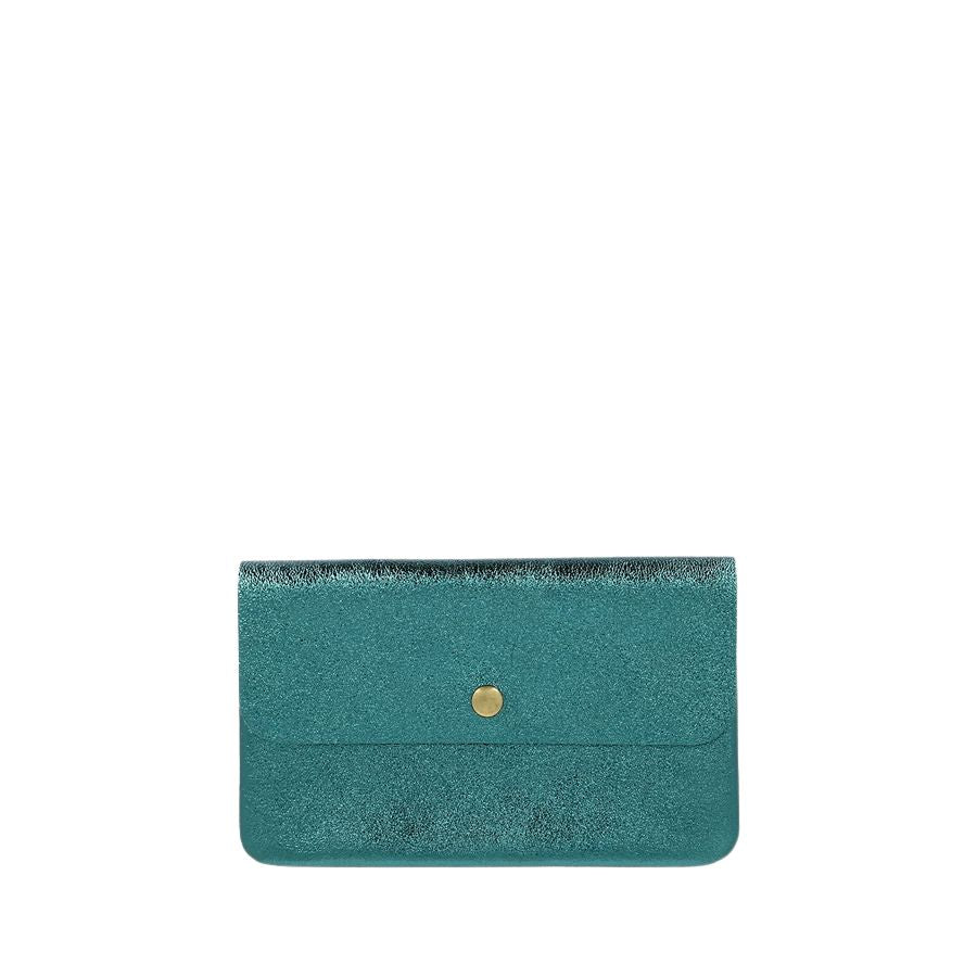 LINE METALLIC LEATHER CLUTCH CROSSBODY - EMERALD