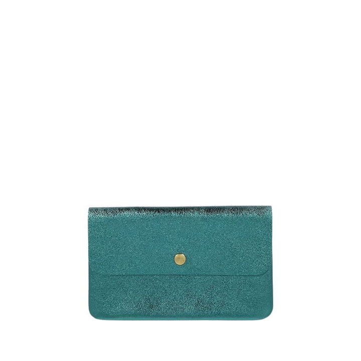 LINE METALLIC LEATHER CLUTCH CROSSBODY - EMERALD