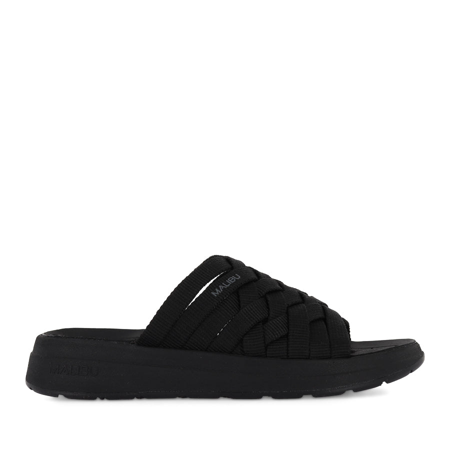 ZUMA - BLACK/BLACK POLYESTER – Evans Shoes