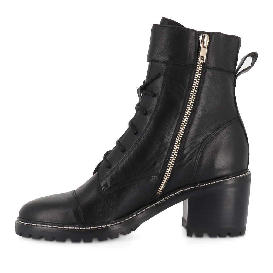 Black Kendall And Kylie Park Combat Boots BRAX BLACK BLACK LEATHER