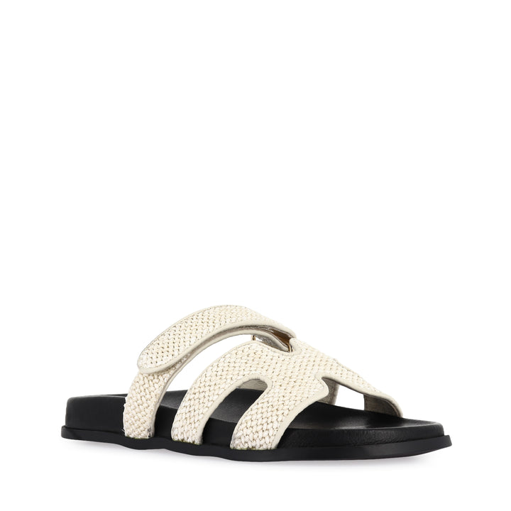 HAYZLEN - CREAM BLACK WOVEN LEATHER