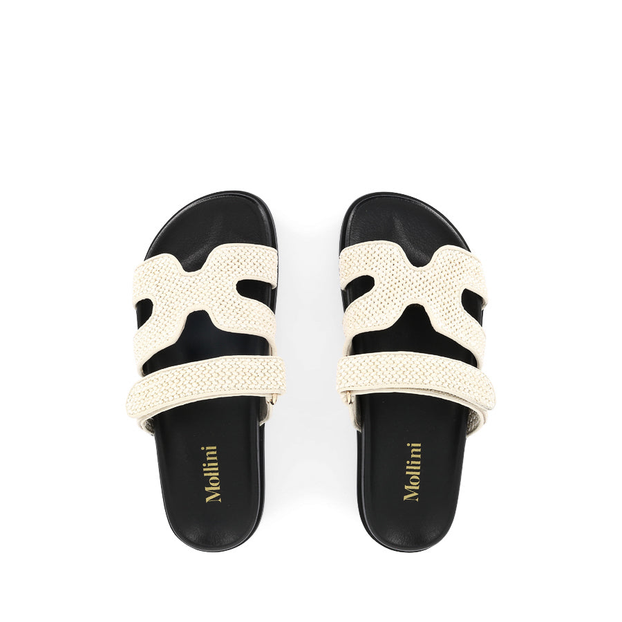 HAYZLEN - CREAM BLACK WOVEN LEATHER