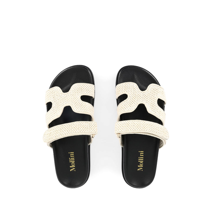 HAYZLEN - CREAM BLACK WOVEN LEATHER