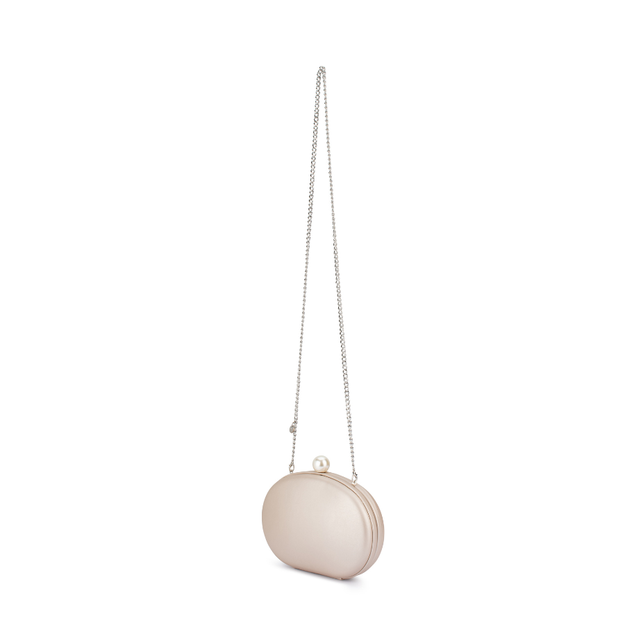 ABIGAIL PEARL HANDLE BAG - CHAMPAGNE