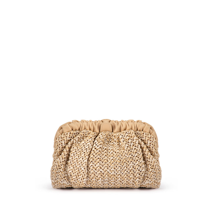 AMALIA PETITE GATHERED CLUTCH - NATURAL