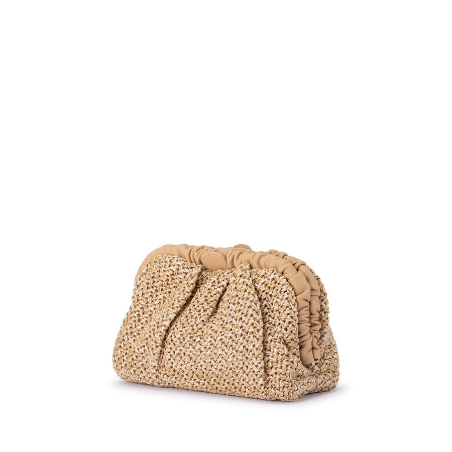 AMALIA PETITE GATHERED CLUTCH - NATURAL