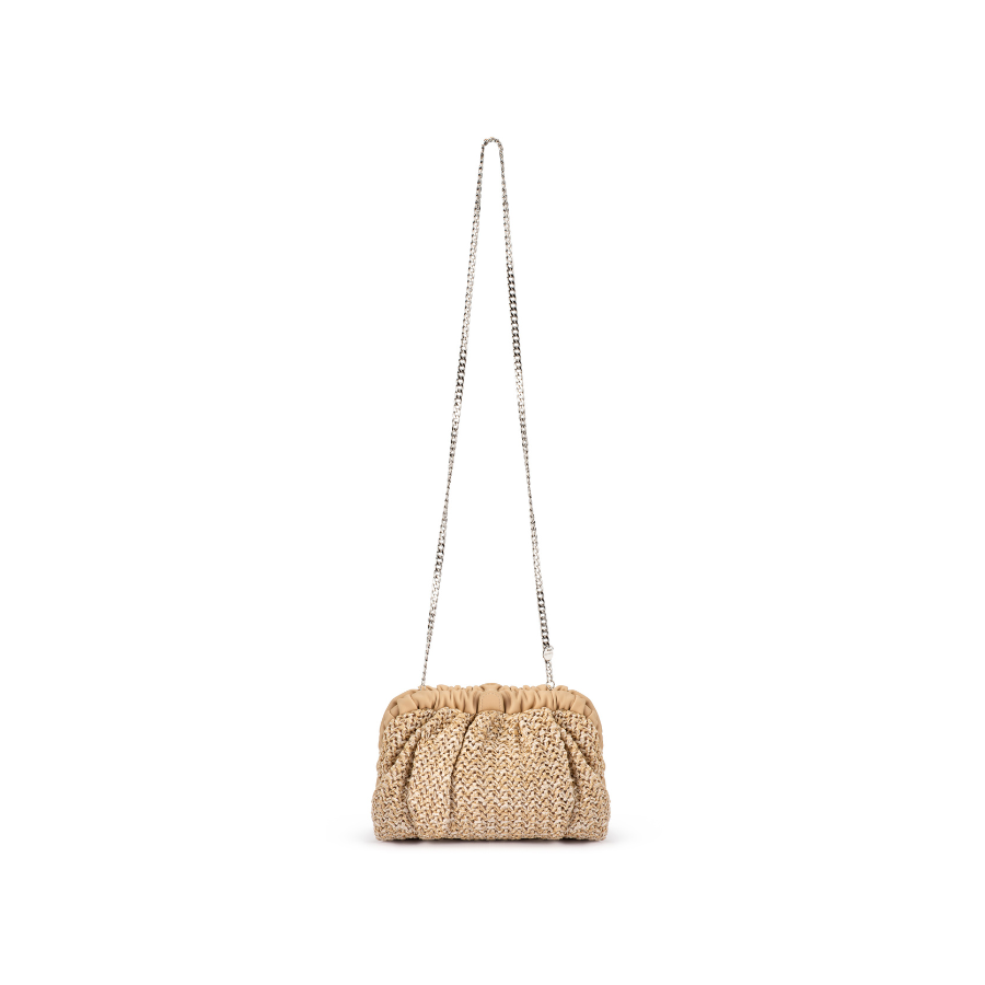 AMALIA PETITE GATHERED CLUTCH - NATURAL