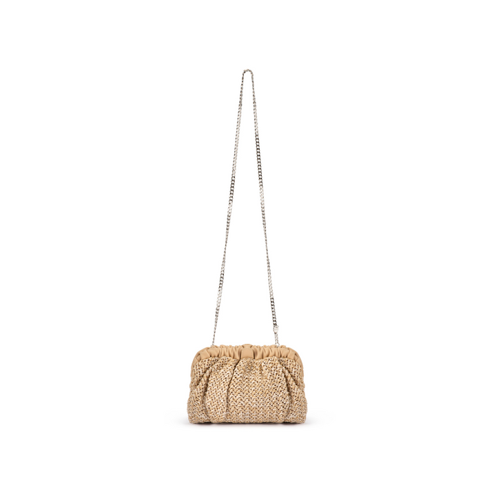 AMALIA PETITE GATHERED CLUTCH - NATURAL
