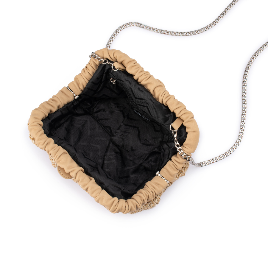 AMALIA PETITE GATHERED CLUTCH - NATURAL