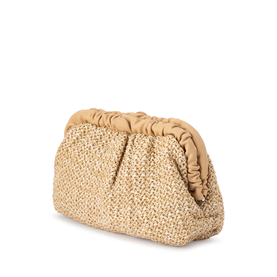 AMALIA PLEATED GATHERED CLUTCH - NATURAL