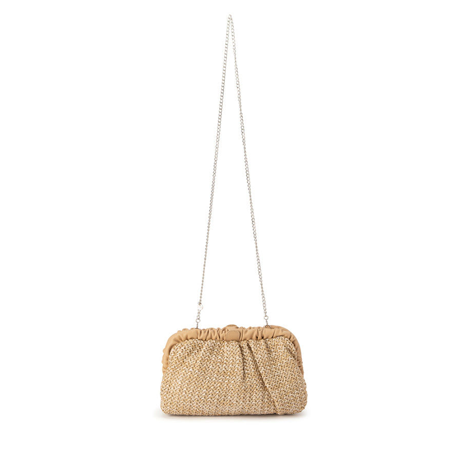 AMALIA PLEATED GATHERED CLUTCH - NATURAL