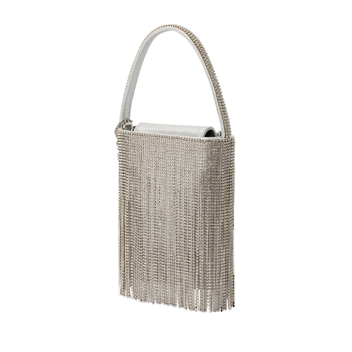 BILLIE CRYSTAL FRINGE BAG - SILVER