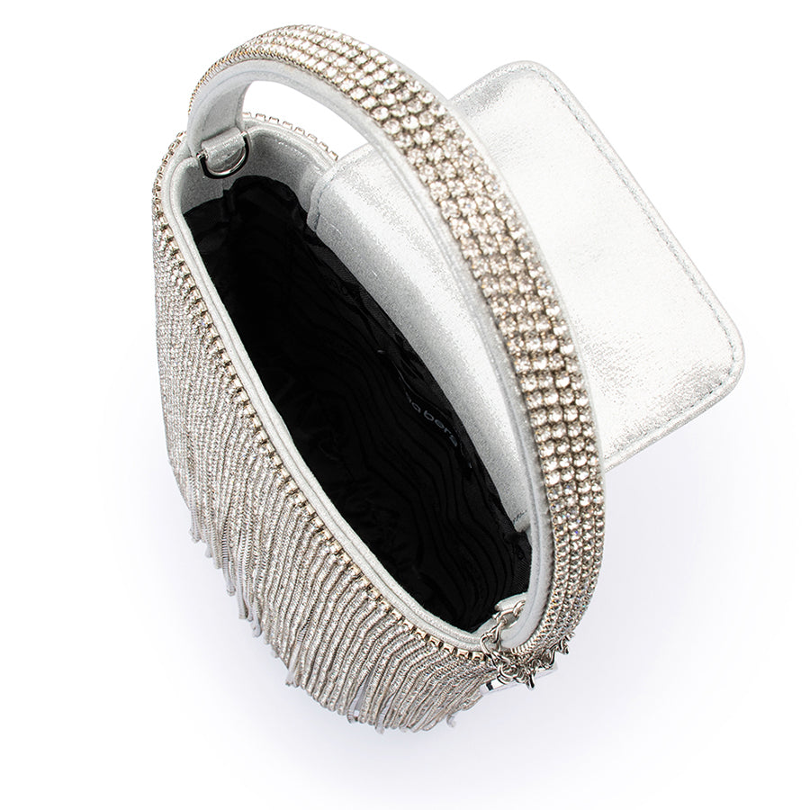 BILLIE CRYSTAL FRINGE BAG - SILVER