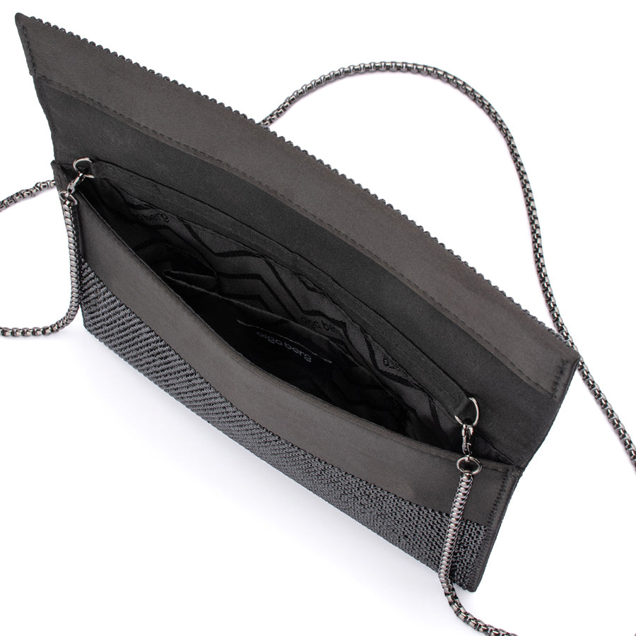 CARA CRYSTAL ENVELOPE CLUTCH - BLACK