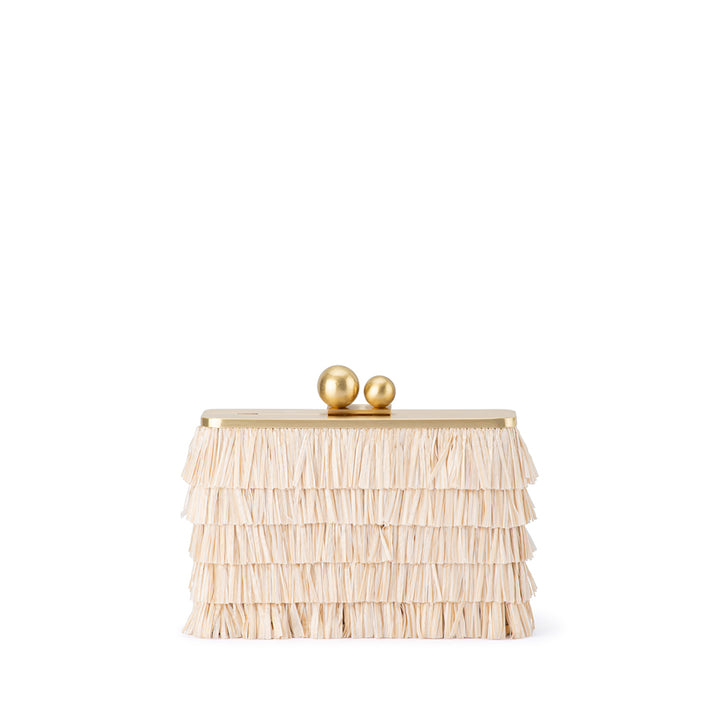 CARLITA FRINGE CLUTCH  - NATURAL