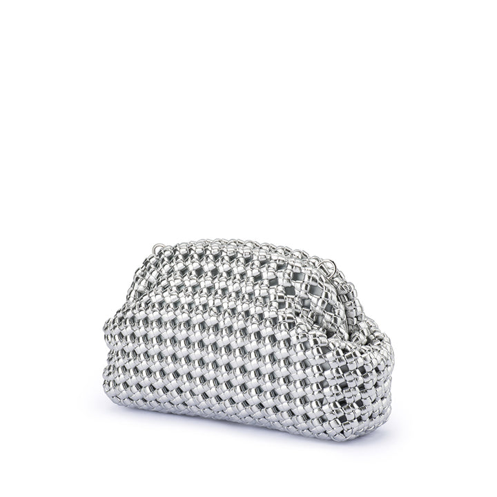 EVERLY HAND WOVEN CLUTCH - SILVER