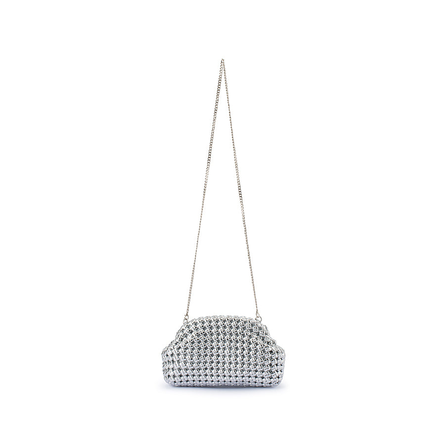 EVERLY HAND WOVEN CLUTCH - SILVER