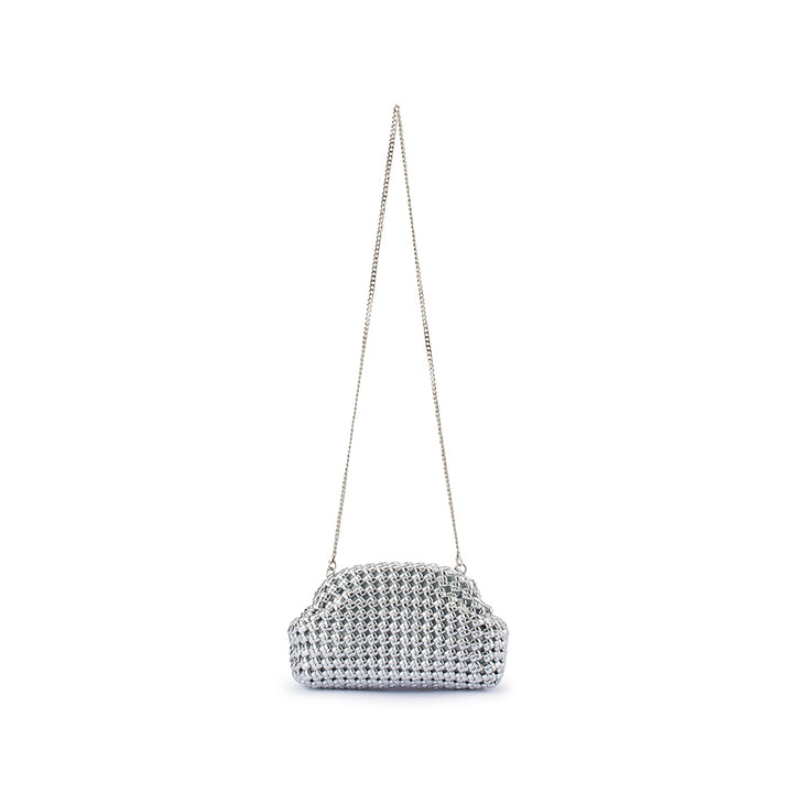 EVERLY HAND WOVEN CLUTCH - SILVER