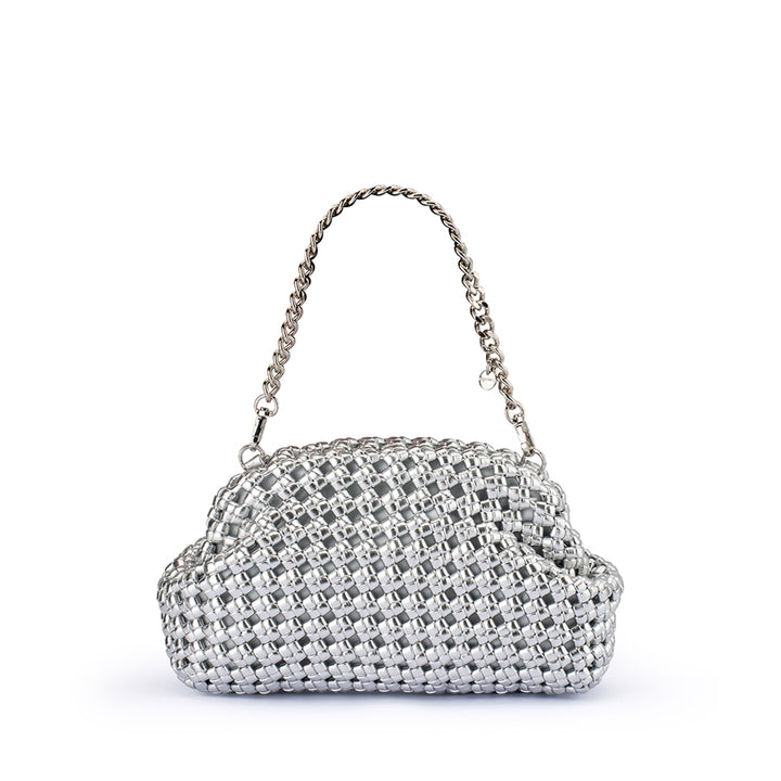 EVERLY HAND WOVEN CLUTCH - SILVER