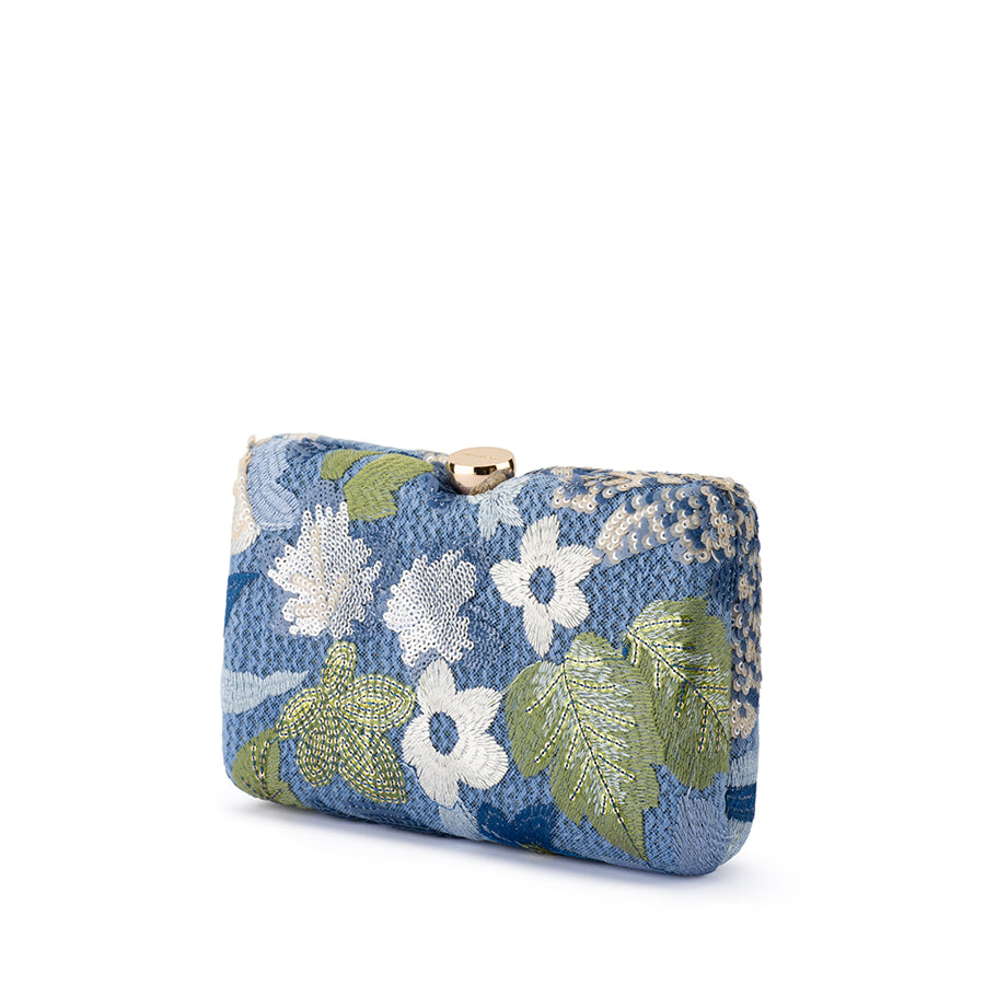 GRETA FLORAL CLUTCH - BLUE