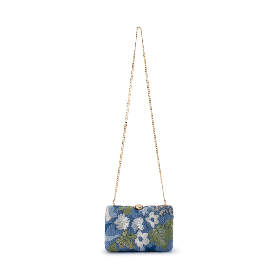 GRETA FLORAL CLUTCH - BLUE