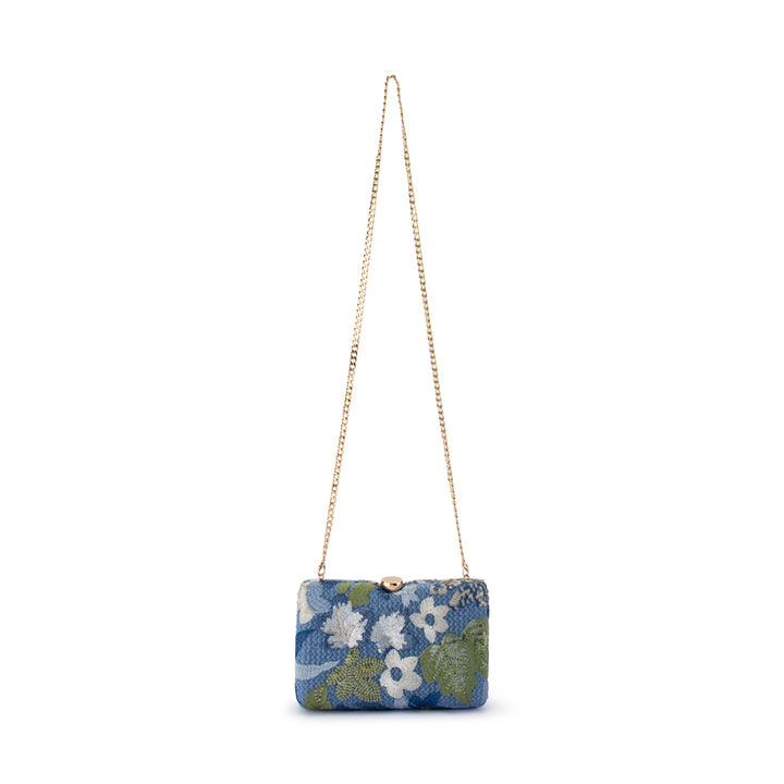 GRETA FLORAL CLUTCH - BLUE
