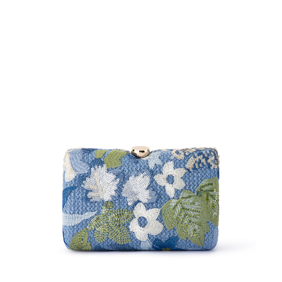 GRETA FLORAL CLUTCH - BLUE