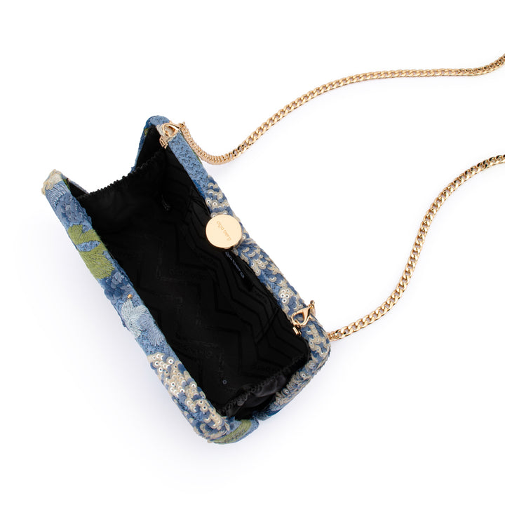 GRETA FLORAL CLUTCH - BLUE