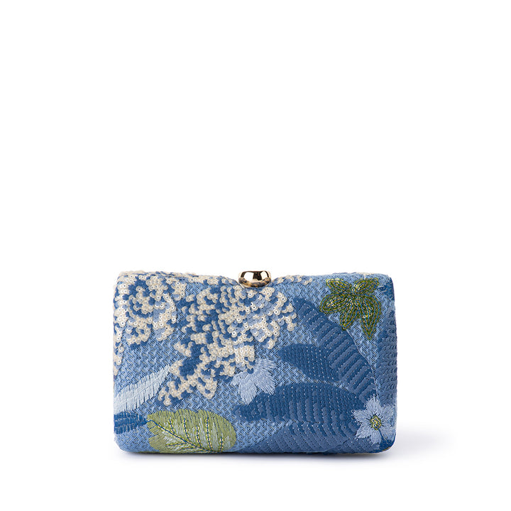 GRETA FLORAL CLUTCH - BLUE