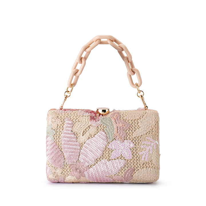 GRETA FLORAL CLUTCH - BLUSH
