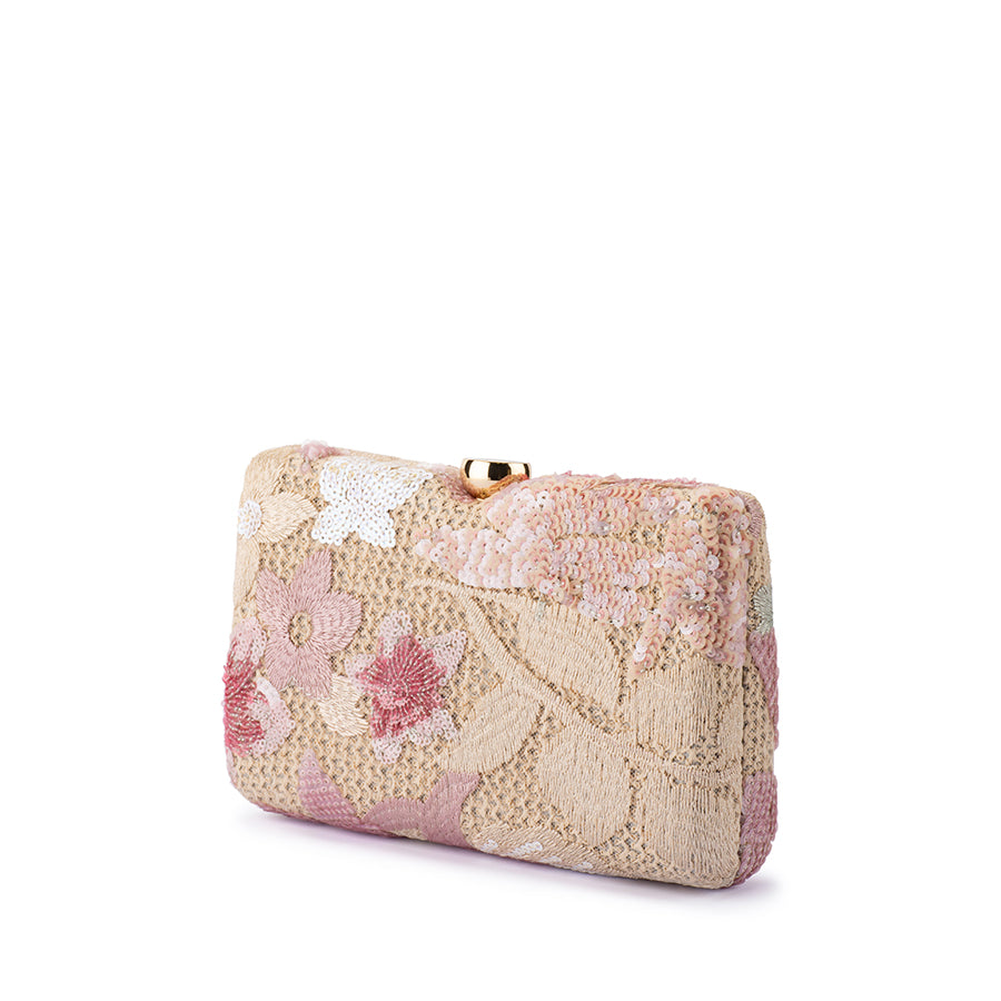 GRETA FLORAL CLUTCH - BLUSH