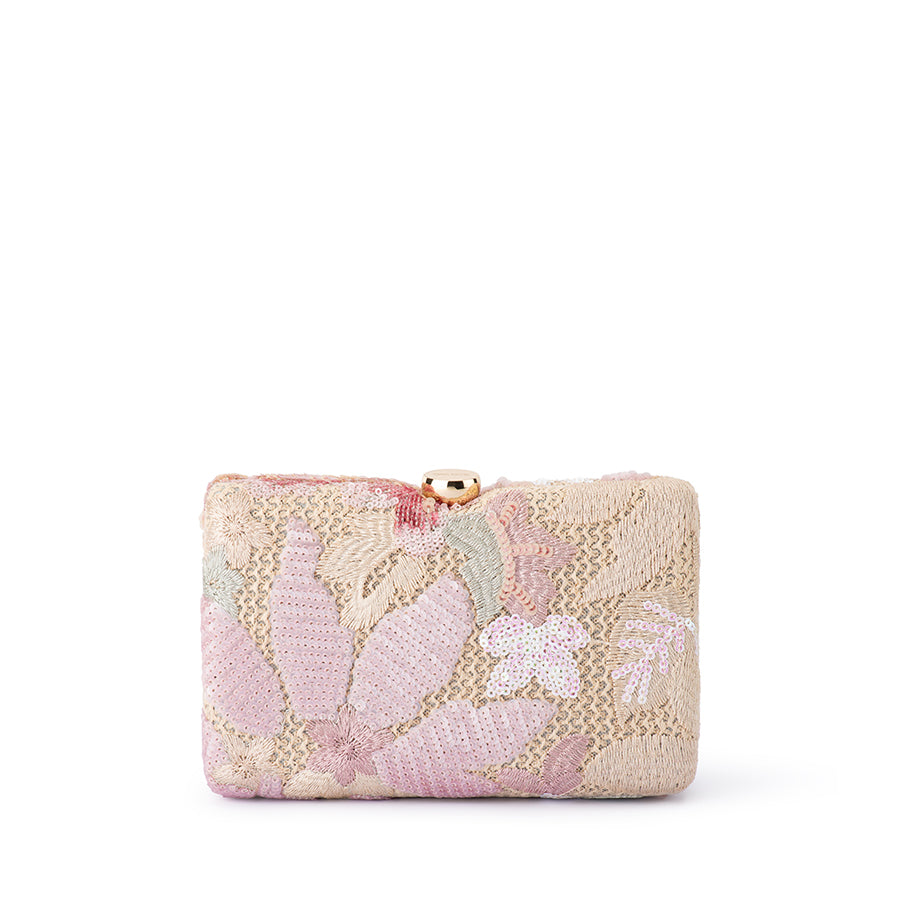 GRETA FLORAL CLUTCH - BLUSH