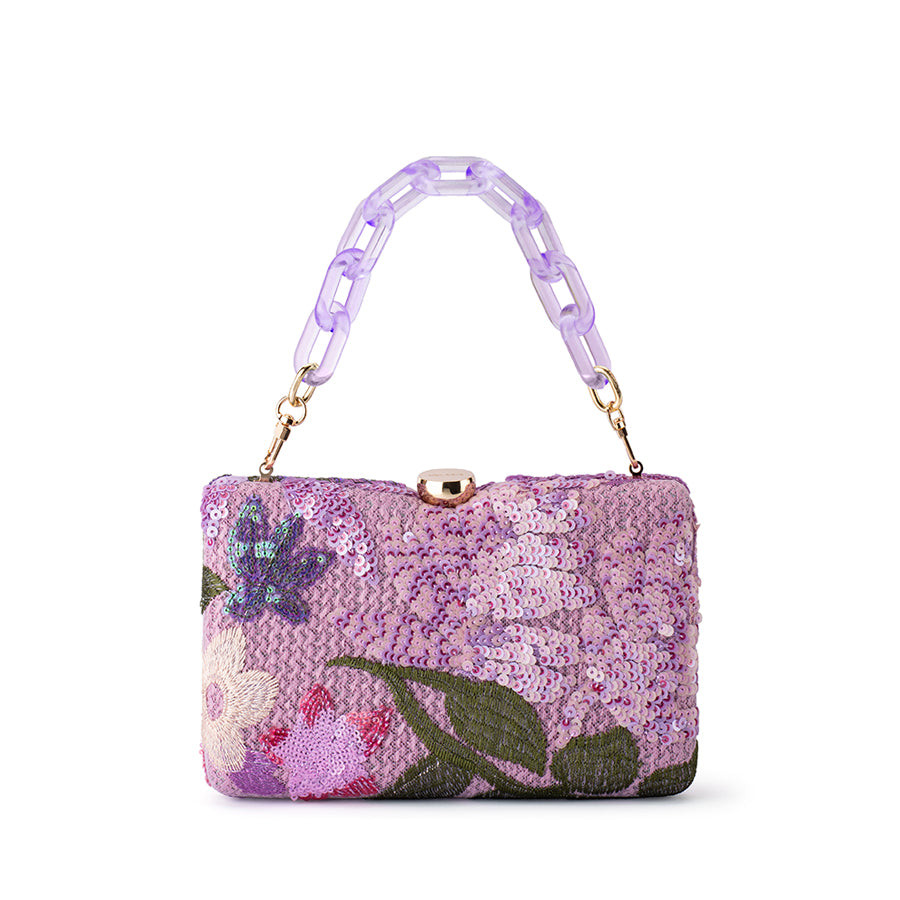 GRETA FLORAL CLUTCH - LILAC