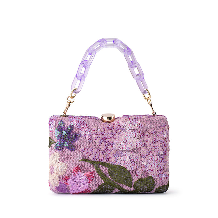 GRETA FLORAL CLUTCH - LILAC