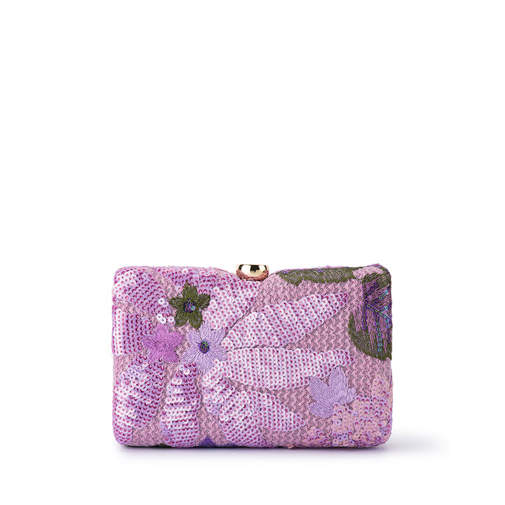 GRETA FLORAL CLUTCH - LILAC