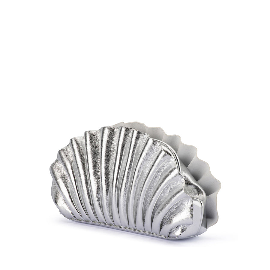 HOLLIE PLEATED CLUTCH - SILVER